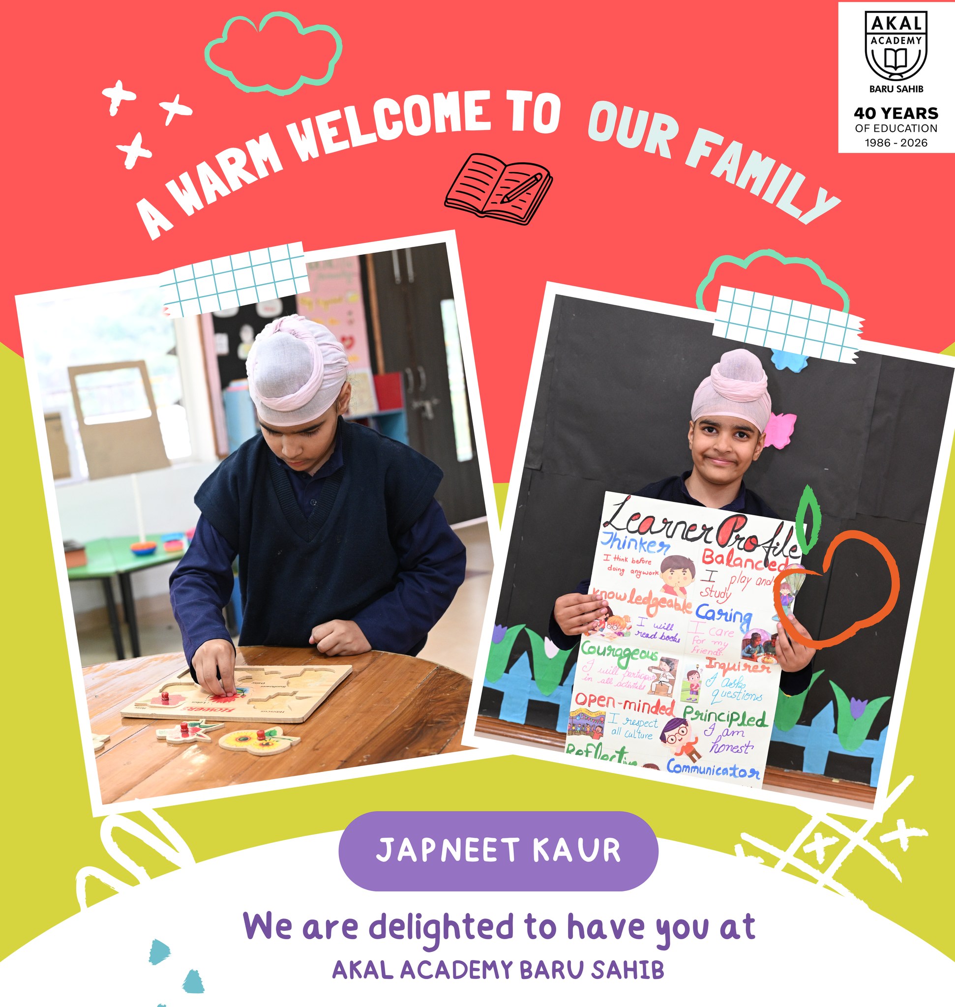 A very warm welcome to Japneet to the Akal Academy family Gallery Image