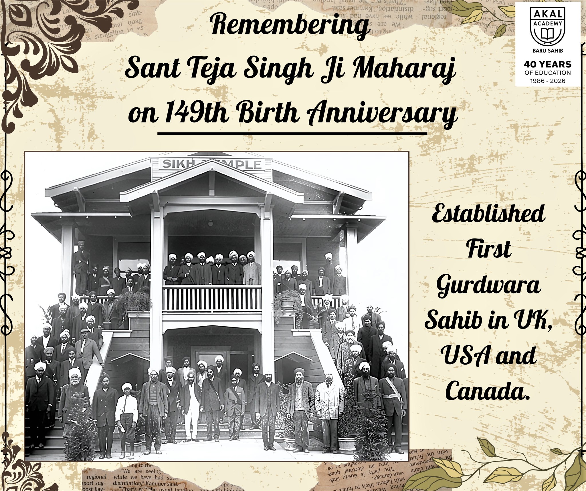 149th Birth Anniversary | Sant Teja Singh Ji – Messenger of World Peace through Value-Based Education Gallery Image