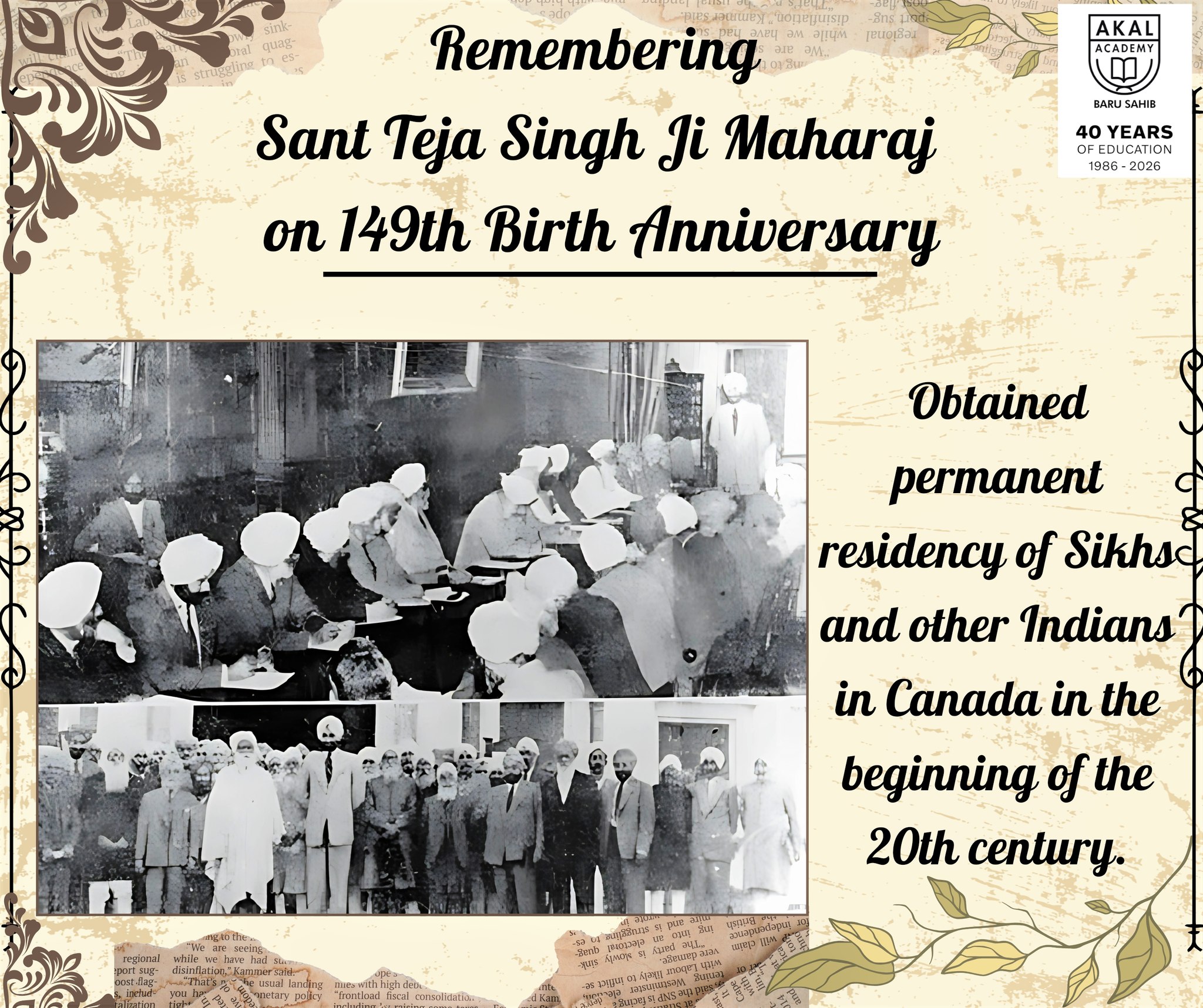 149th Birth Anniversary | Sant Teja Singh Ji – Messenger of World Peace through Value-Based Education Gallery Image